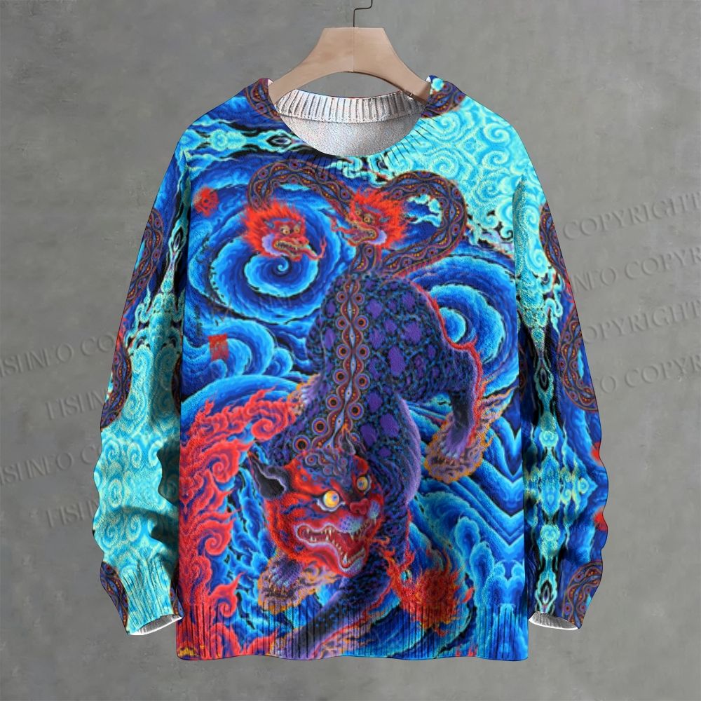 Dragon Wave Crew Neck Sweater