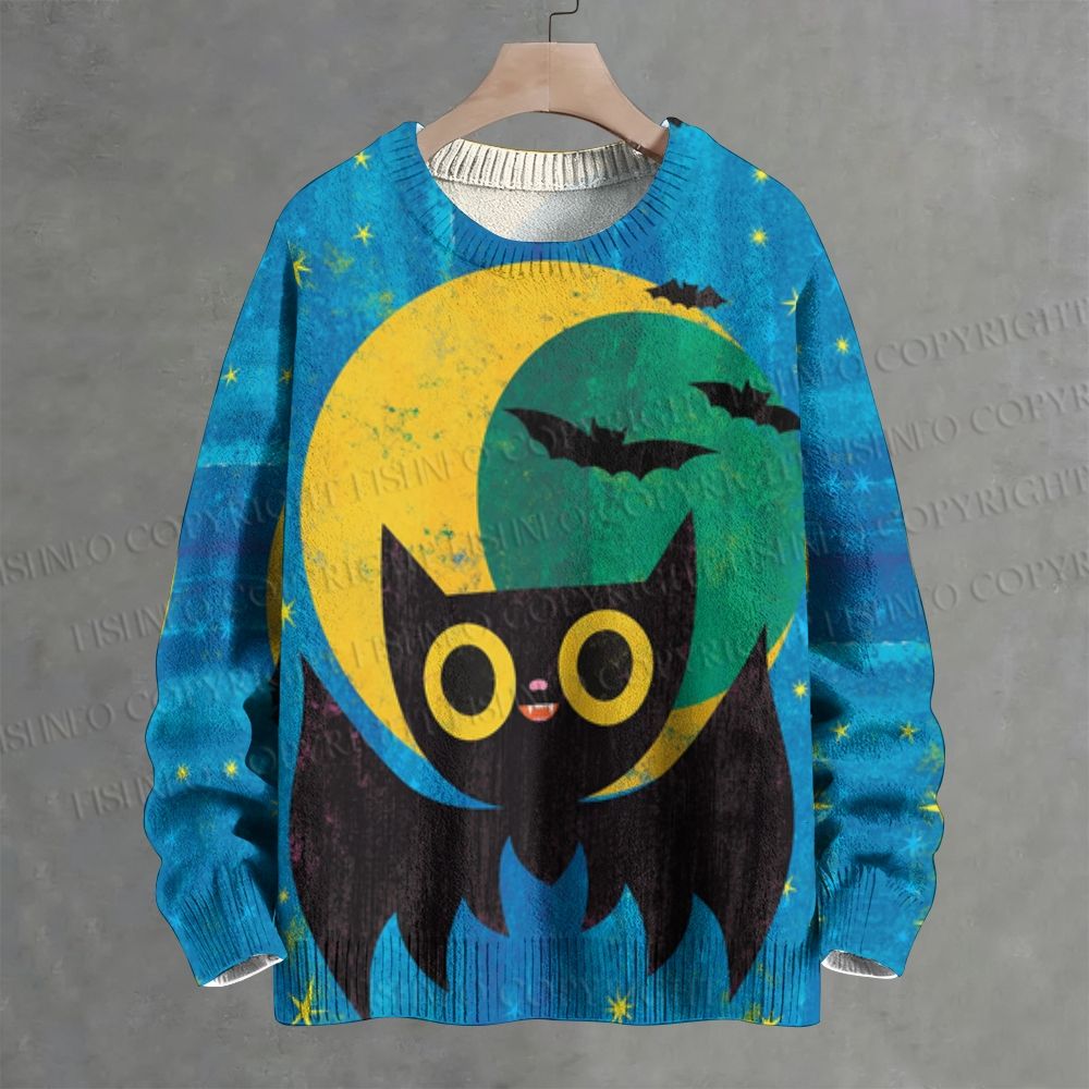 Moon Cat Crew Neck Sweater