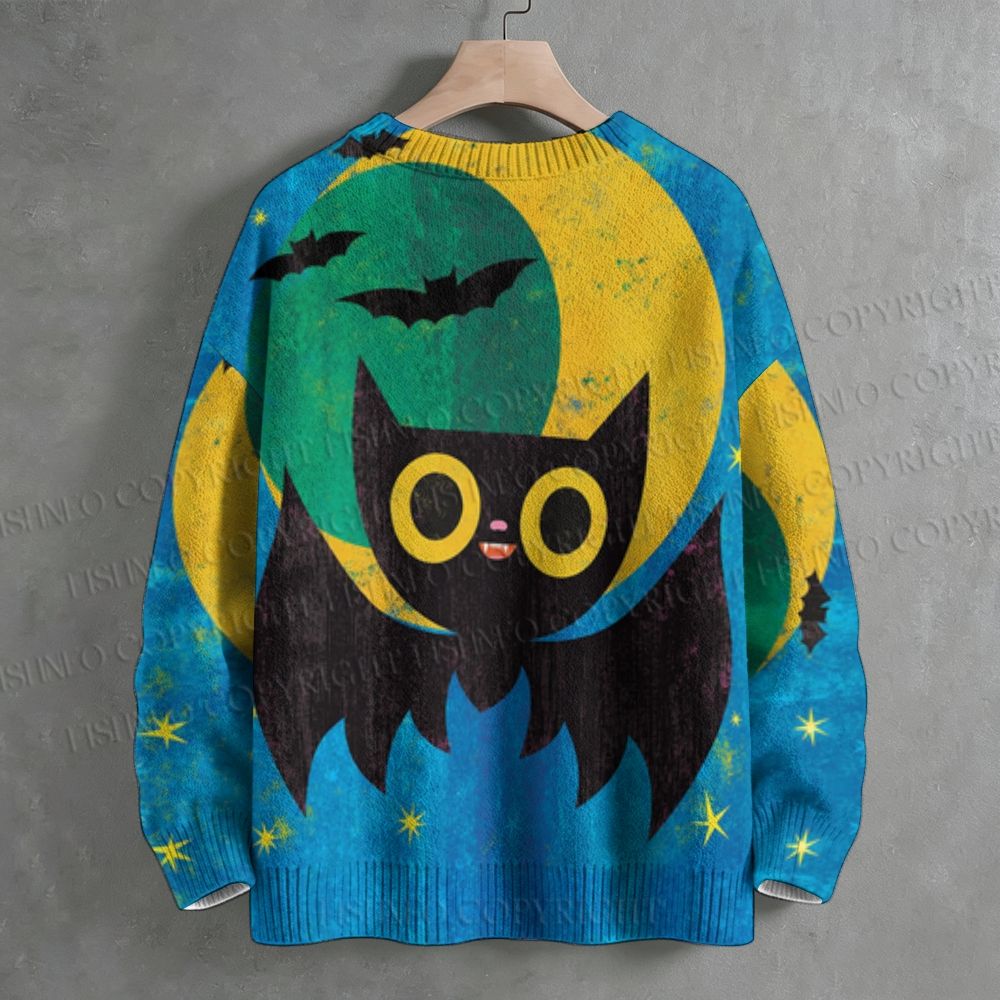 Moon Cat Crew Neck Sweater