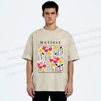 Unisex Henri Matisse Flowers in Line Printed Washed Tee