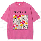 Unisex Henri Matisse Flowers in Line Printed Washed Tee