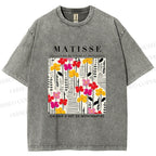 Unisex Henri Matisse Flowers in Line Printed Washed Tee