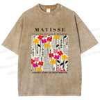 Unisex Henri Matisse Flowers in Line Printed Washed Tee