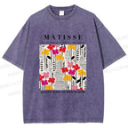 Unisex Henri Matisse Flowers in Line Printed Washed Tee