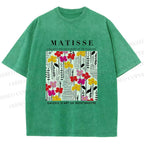 Unisex Henri Matisse Flowers in Line Printed Washed Tee