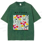 Unisex Henri Matisse Flowers in Line Printed Washed Tee