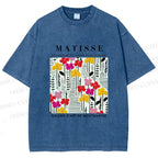 Unisex Henri Matisse Flowers in Line Printed Washed Tee