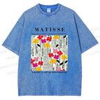 Unisex Henri Matisse Flowers in Line Printed Washed Tee