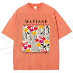 Unisex Henri Matisse Flowers in Line Printed Washed Tee