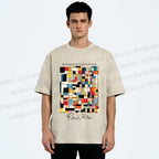 Unisex Paul Klee Colored Squares Printed Washed Tee