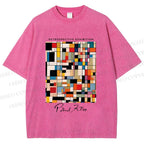 Unisex Paul Klee Colored Squares Printed Washed Tee