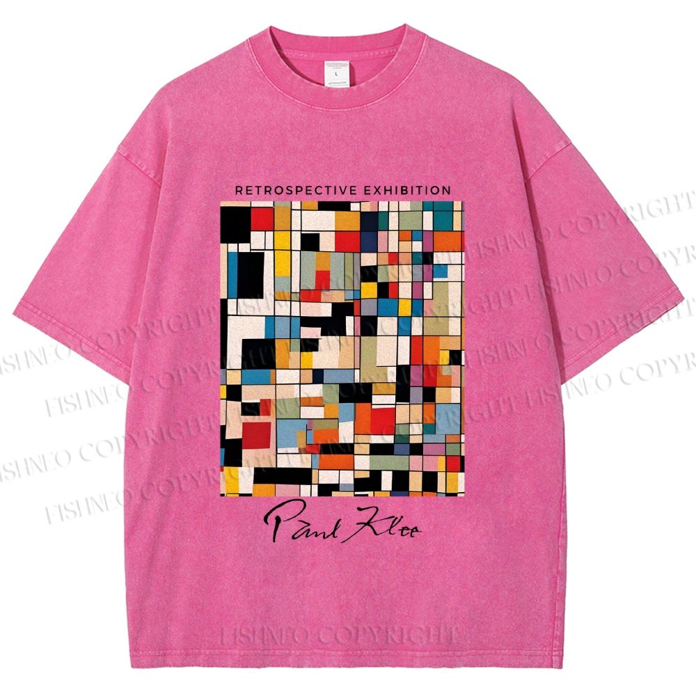 Unisex Paul Klee Colored Squares Printed Washed Tee