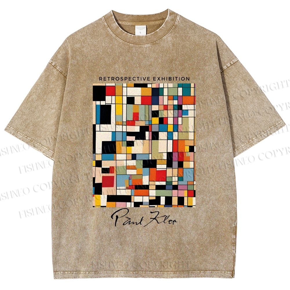 Unisex Paul Klee Colored Squares Printed Washed Tee
