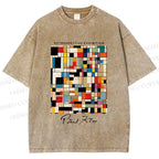 Unisex Paul Klee Colored Squares Printed Washed Tee