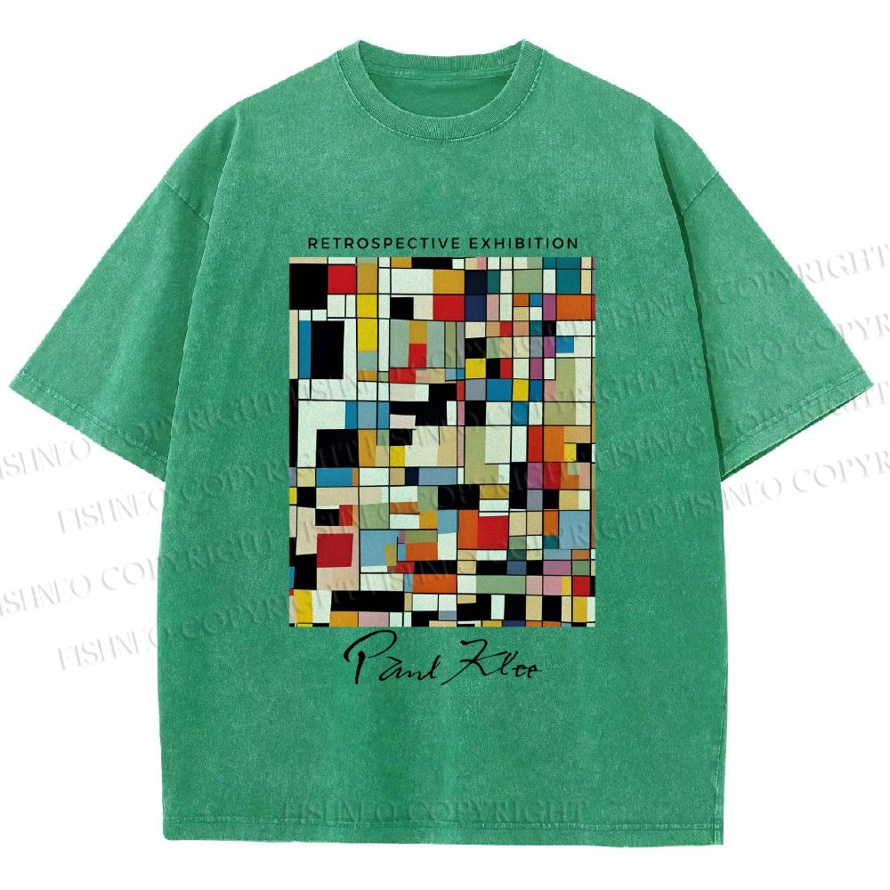 Unisex Paul Klee Colored Squares Printed Washed Tee