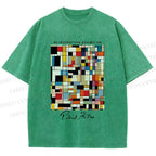 Unisex Paul Klee Colored Squares Printed Washed Tee