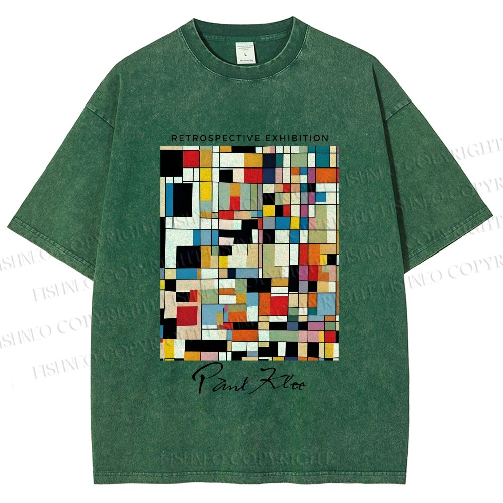 Unisex Paul Klee Colored Squares Printed Washed Tee