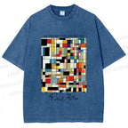Unisex Paul Klee Colored Squares Printed Washed Tee