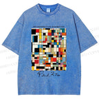 Unisex Paul Klee Colored Squares Printed Washed Tee