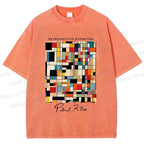 Unisex Paul Klee Colored Squares Printed Washed Tee