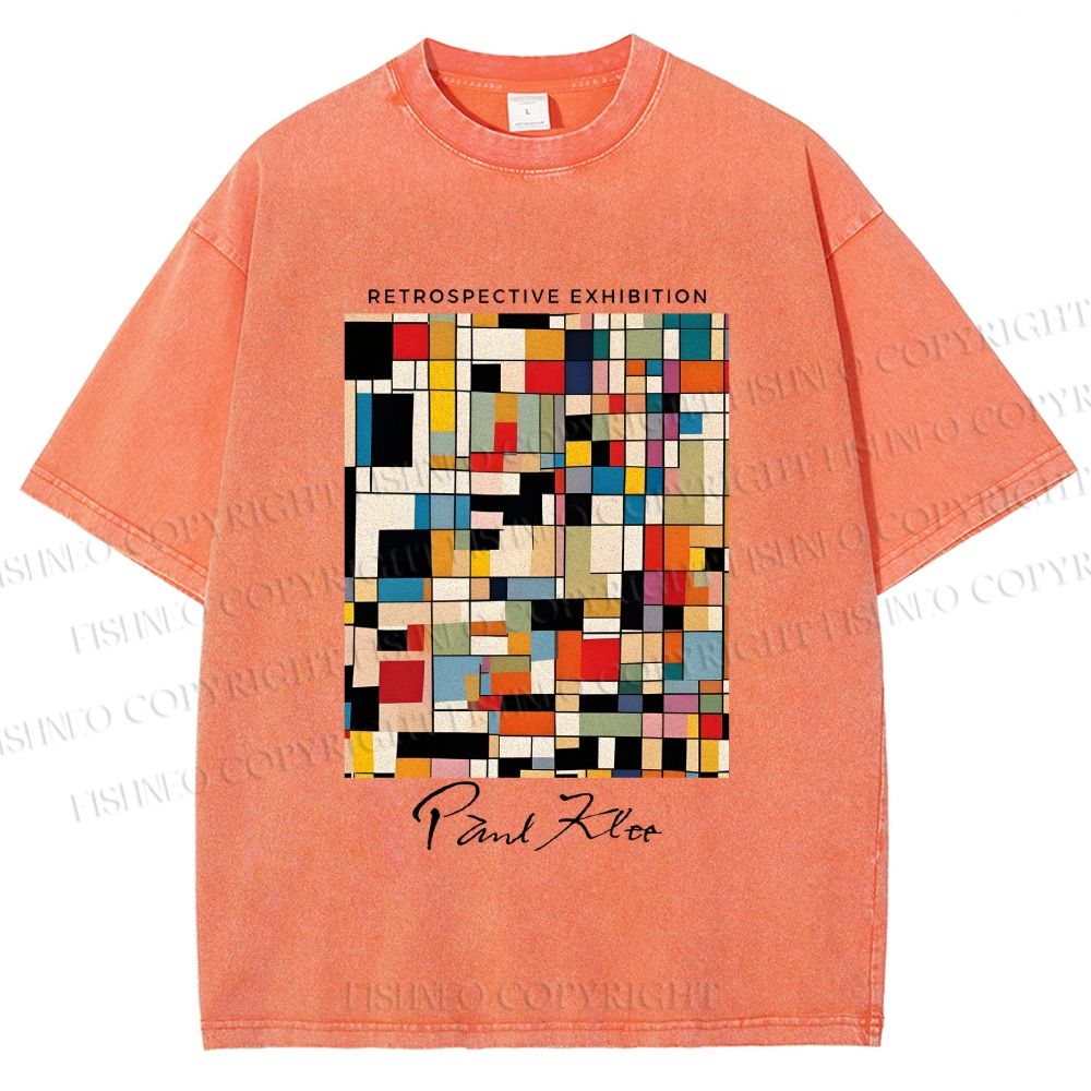 Unisex Paul Klee Colored Squares Printed Washed Tee