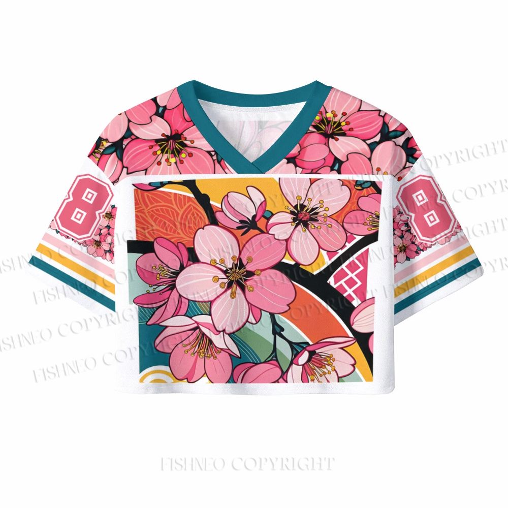 Japanese Wave Sakura Crop Sport Jersey Shirts