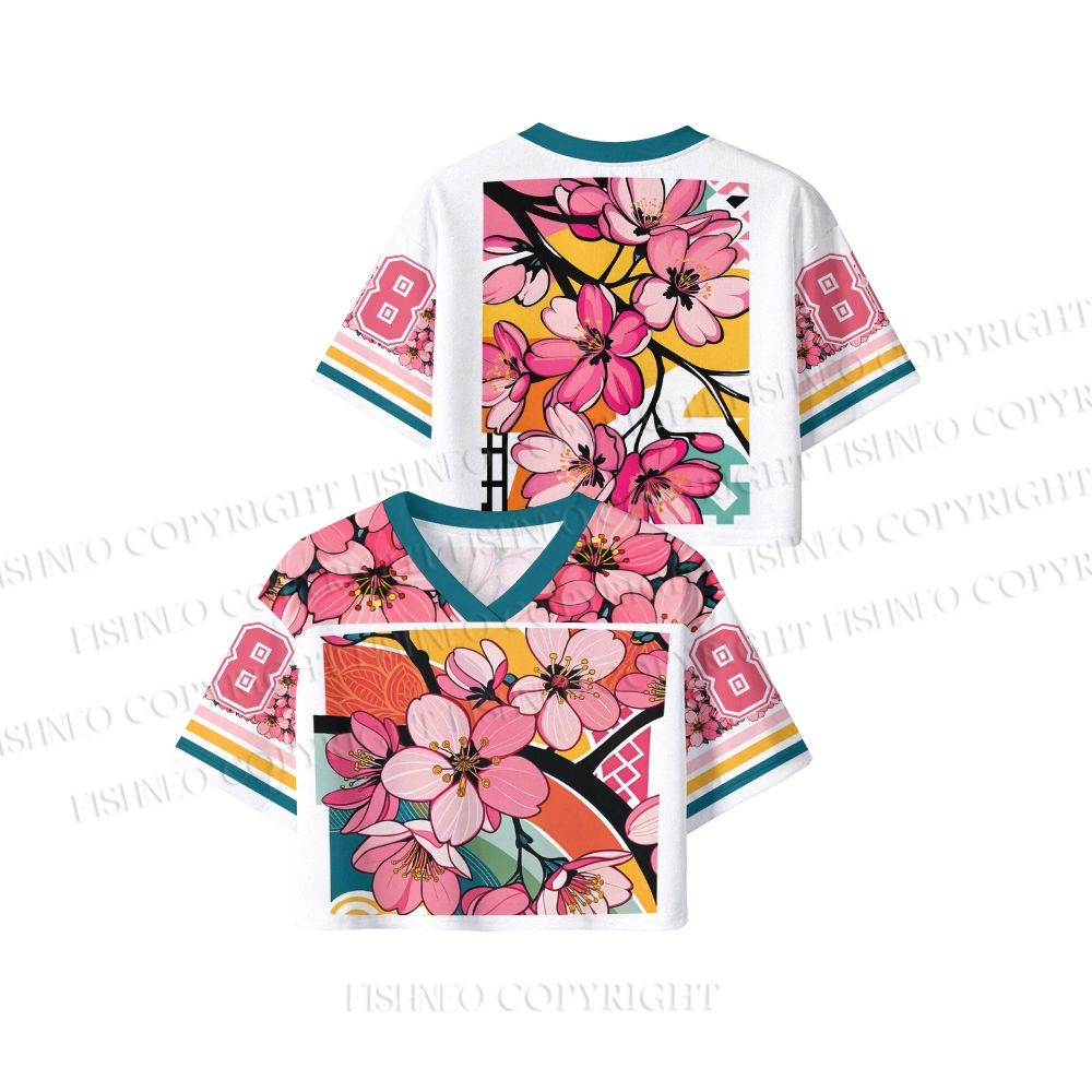 Japanese Wave Sakura Crop Sport Jersey Shirts