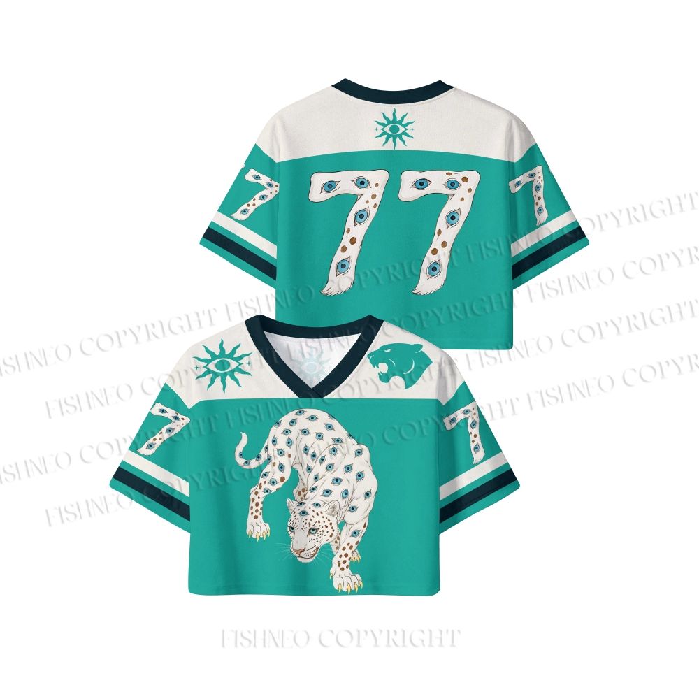 White Panther With Eyes Crop Sport Jersey Shirts