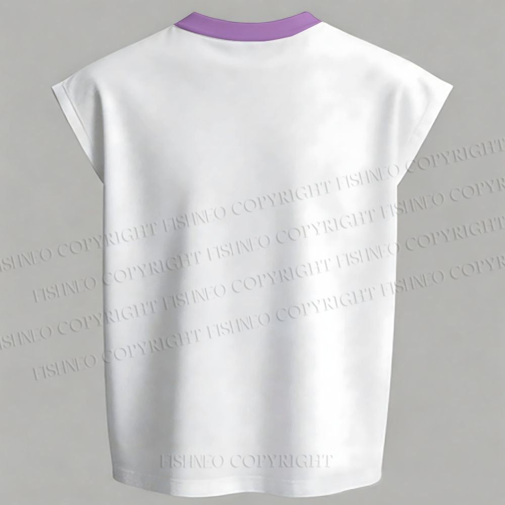 Men's Purple Octopus Splashed with Ink Sleeveless Tank Top & Elasticated Trousers pants Two-Piece Streetwear Set