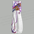 Unisex Purple Octopus Splashed with Ink Loose Tank Top Set