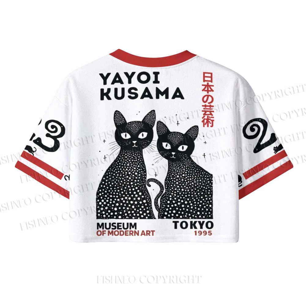 Yayoi Kusama Black Cat Crop Sport Jersey Shirts