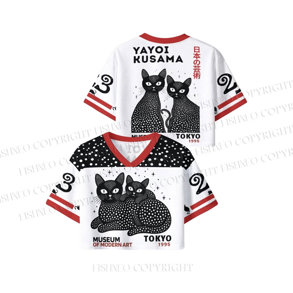 Yayoi Kusama Black Cat Crop Sport Jersey Shirts