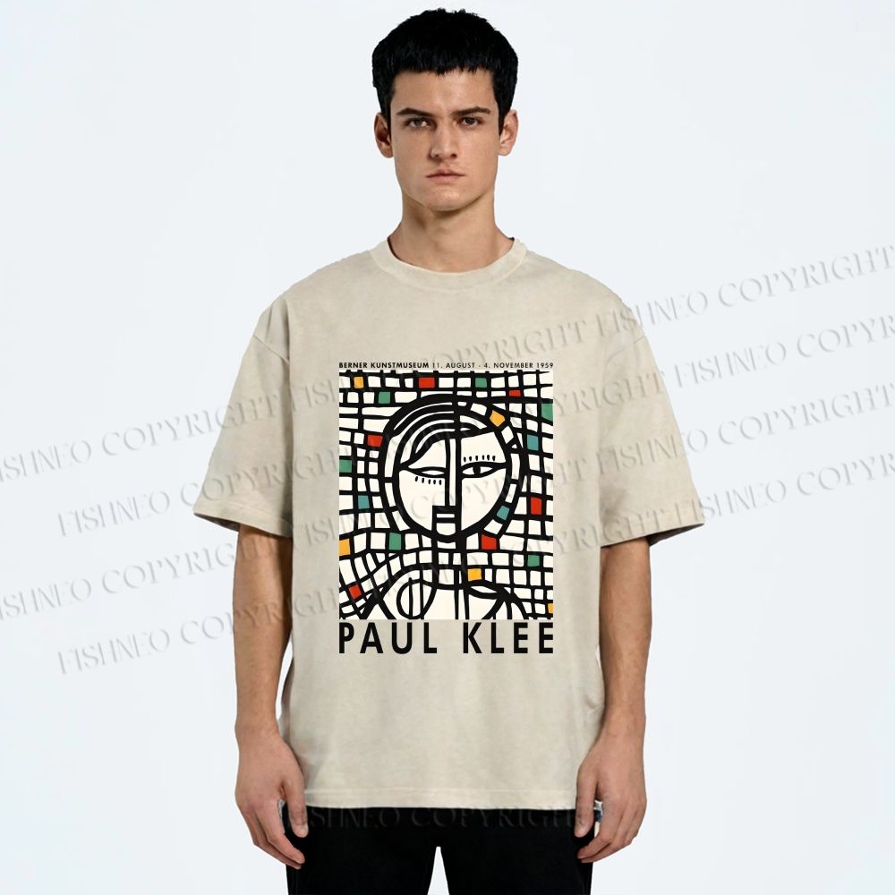 Unisex Paul Klee Art Printed Washed Tee