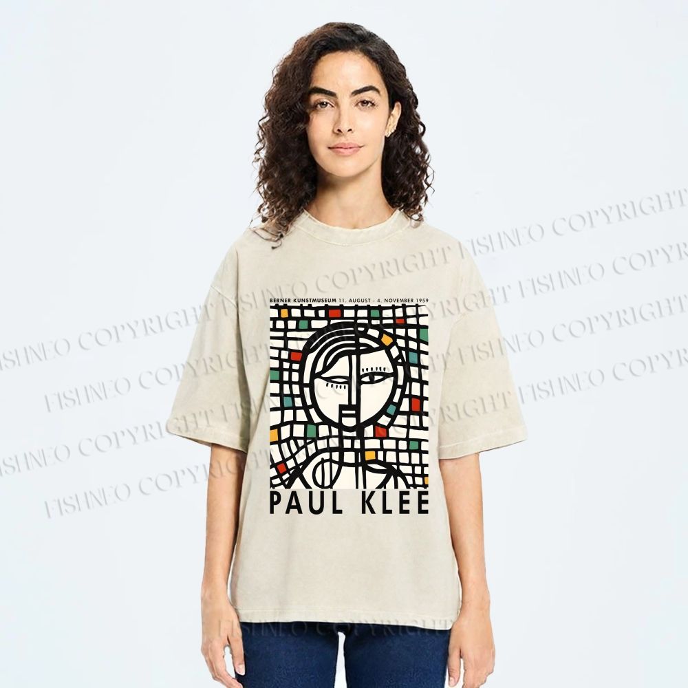 Unisex Paul Klee Art Printed Washed Tee