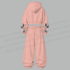 Women's Yayoi Kusama Bee Cropped Long Sleeve Hoodie & High Waist Jogger Pants Two Piece Tracksuit Set