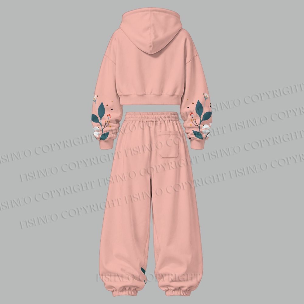 Women's Yayoi Kusama Bee Cropped Long Sleeve Hoodie & High Waist Jogger Pants Two Piece Tracksuit Set