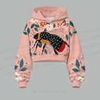 Women's Yayoi Kusama Bee Cropped Long Sleeve Hoodie & High Waist Jogger Pants Two Piece Tracksuit Set