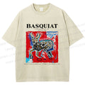 Unisex Jean-Michel Basquiat Red Rabbit Printed Washed Tee