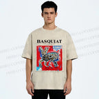 Unisex Jean-Michel Basquiat Red Rabbit Printed Washed Tee