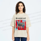 Unisex Jean-Michel Basquiat Red Rabbit Printed Washed Tee