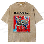 Unisex Jean-Michel Basquiat Red Rabbit Printed Washed Tee