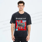 Unisex Jean-Michel Basquiat Red Rabbit Printed Washed Tee