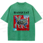 Unisex Jean-Michel Basquiat Red Rabbit Printed Washed Tee