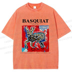 Unisex Jean-Michel Basquiat Red Rabbit Printed Washed Tee