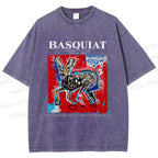 Unisex Jean-Michel Basquiat Red Rabbit Printed Washed Tee
