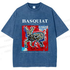 Unisex Jean-Michel Basquiat Red Rabbit Printed Washed Tee