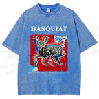 Unisex Jean-Michel Basquiat Red Rabbit Printed Washed Tee
