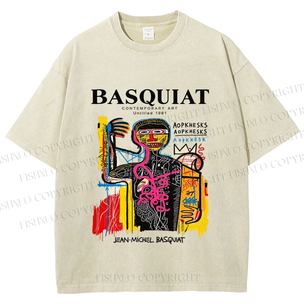Unisex Jean-Michel Basquiat Versus Medici Printed Washed Tee