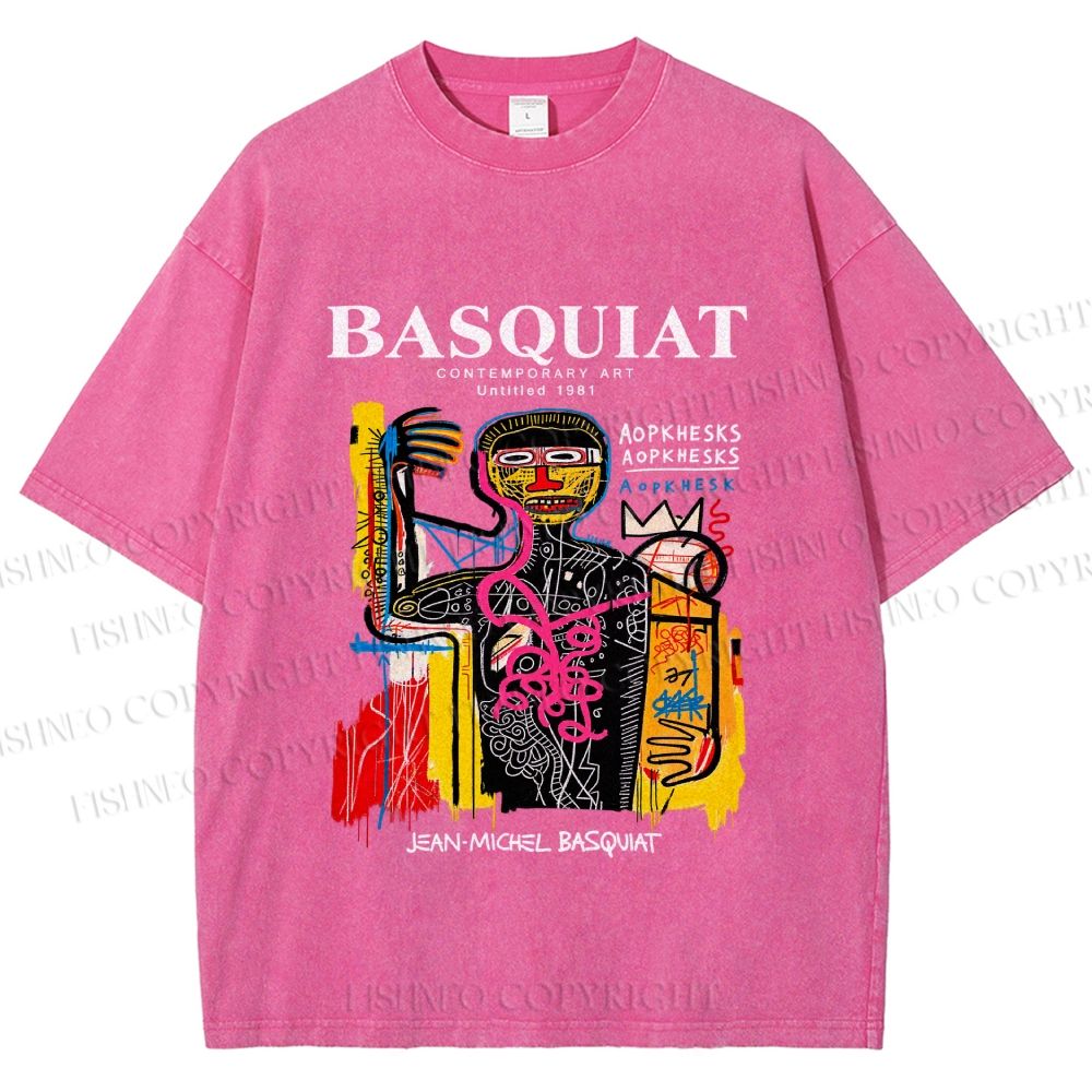 Unisex Jean-Michel Basquiat Versus Medici Printed Washed Tee