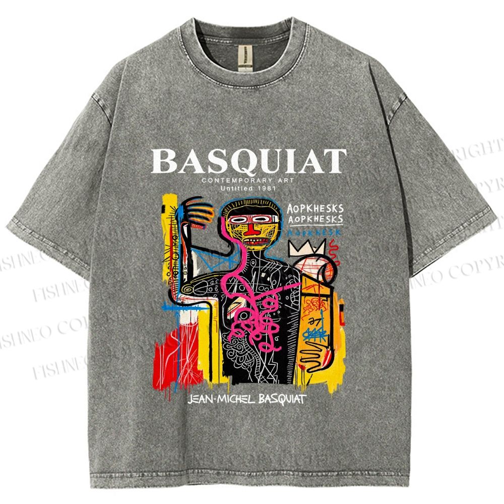 Unisex Jean-Michel Basquiat Versus Medici Printed Washed Tee